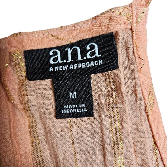 a.n.a. A New Approach Peach Dahlia Multi Sleeveless Top M Cotton Blend NWT - Picture 3 of 9
